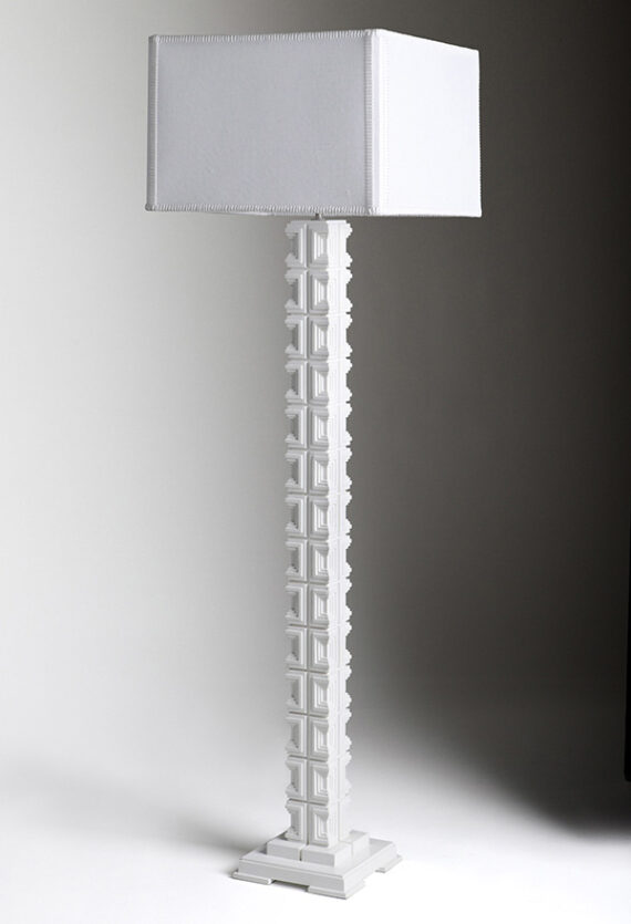 Aesthetic Decor 121 - Textile Block Floor Lamp - White Lacquer